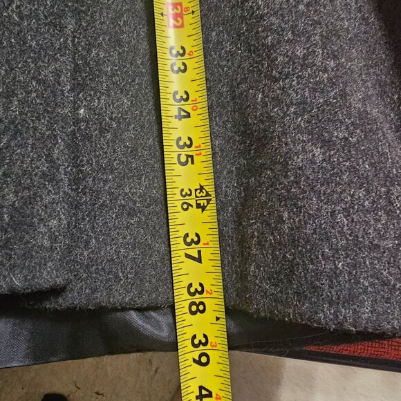 VTG Calvin Klein Merino Trench Coat Sz 14 Women Faux Fur Collar Quiet Luxury USA - Picture 11 of 13